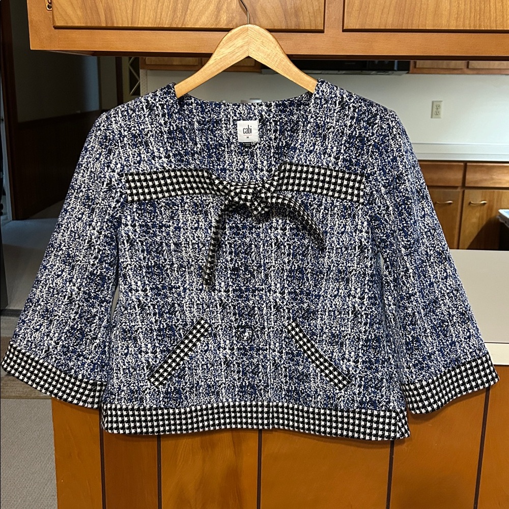 CAbi Reina Blue Tweed Structured Blazer Jacket M 5294 - Picture 3 of 15
